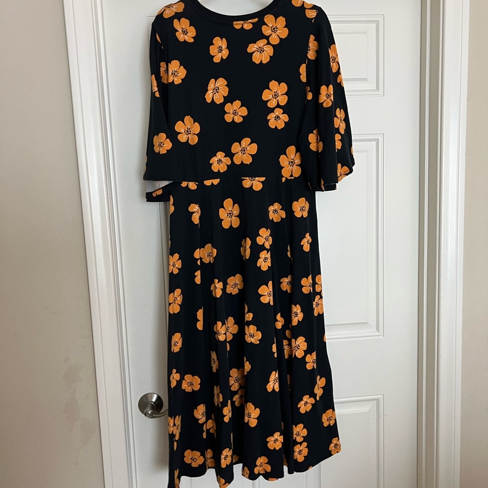 Navy and Orange Floral Dress